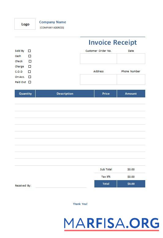Printable Free Invoice Receipt Template